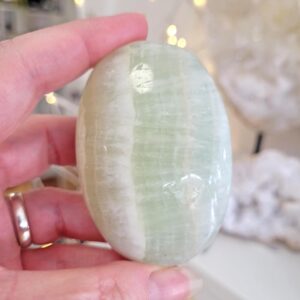 Green Calcite Crystal Palm Stone | Ethically Sourced | Worry Stone | Spiritual gift