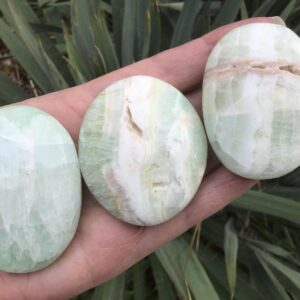 PISTACHIO CALCITE Crystal Palm Stone - Pocket Stones For Reiki Energy Healing