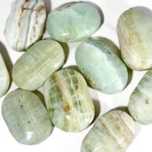 Pistachio Calcite Palm Stone | Polished Green Crystal (2-2.5")