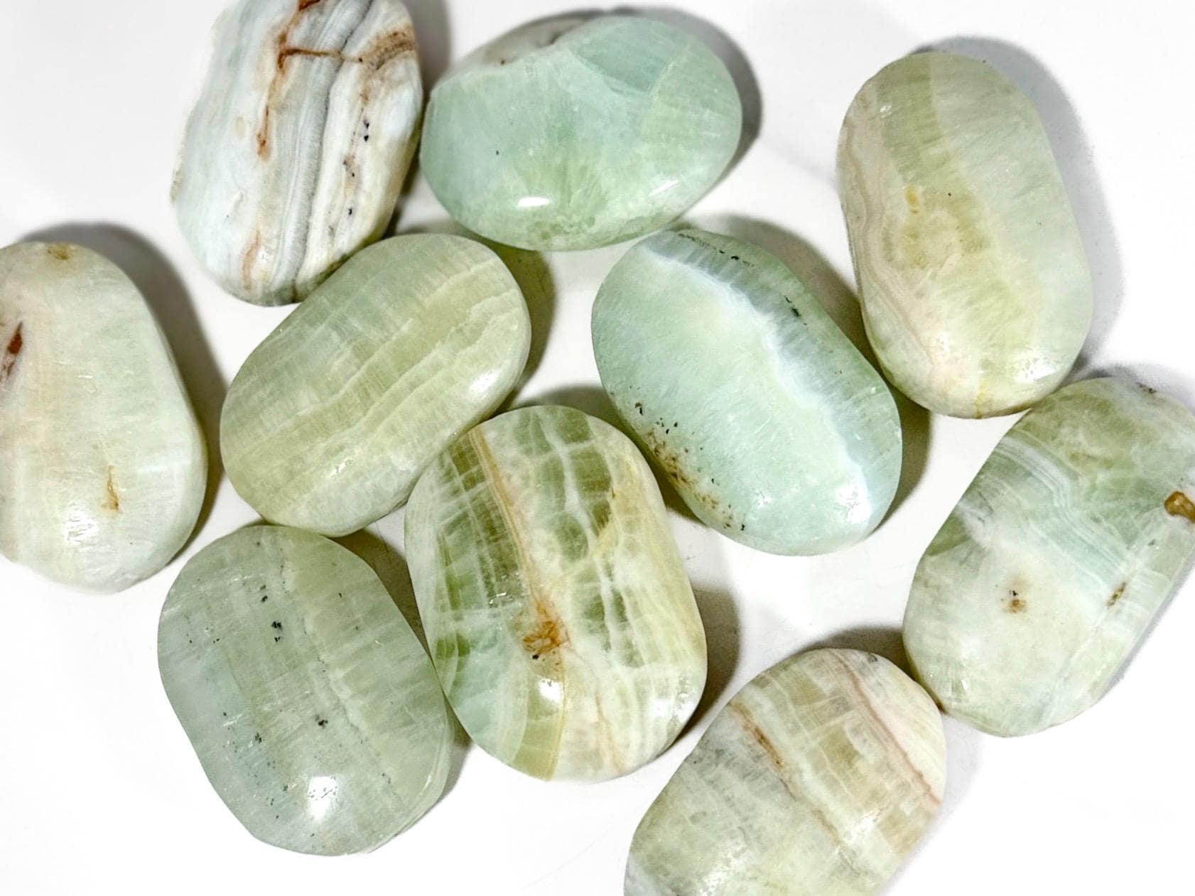 Pistachio Calcite Palm Stone | Polished Green Crystal (2-2.5")
