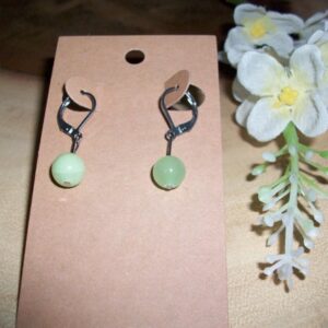 Green Calcite Stainless Steel Leverback Single Bead 8mm Gemstone Earrings