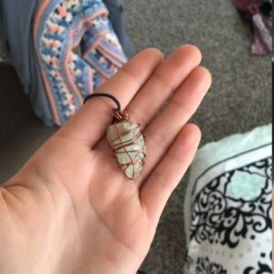 Green Calcite Wire Wrapped Crystal Necklace
