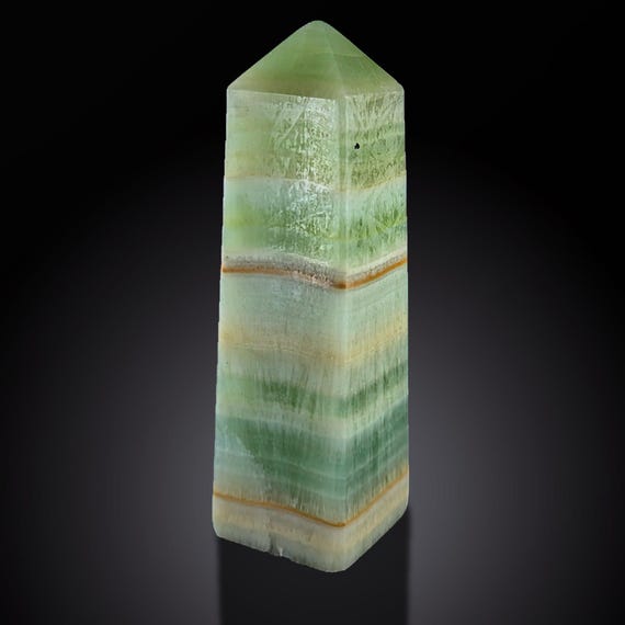 Green Caribbean Calcite Tower: Polished Crystal Display (176 Grams, 9.5cm