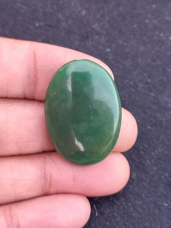Green Jade Cabochon: Natural Gemstone For Jewelry Making (31x22mm, 33 Cts)#099