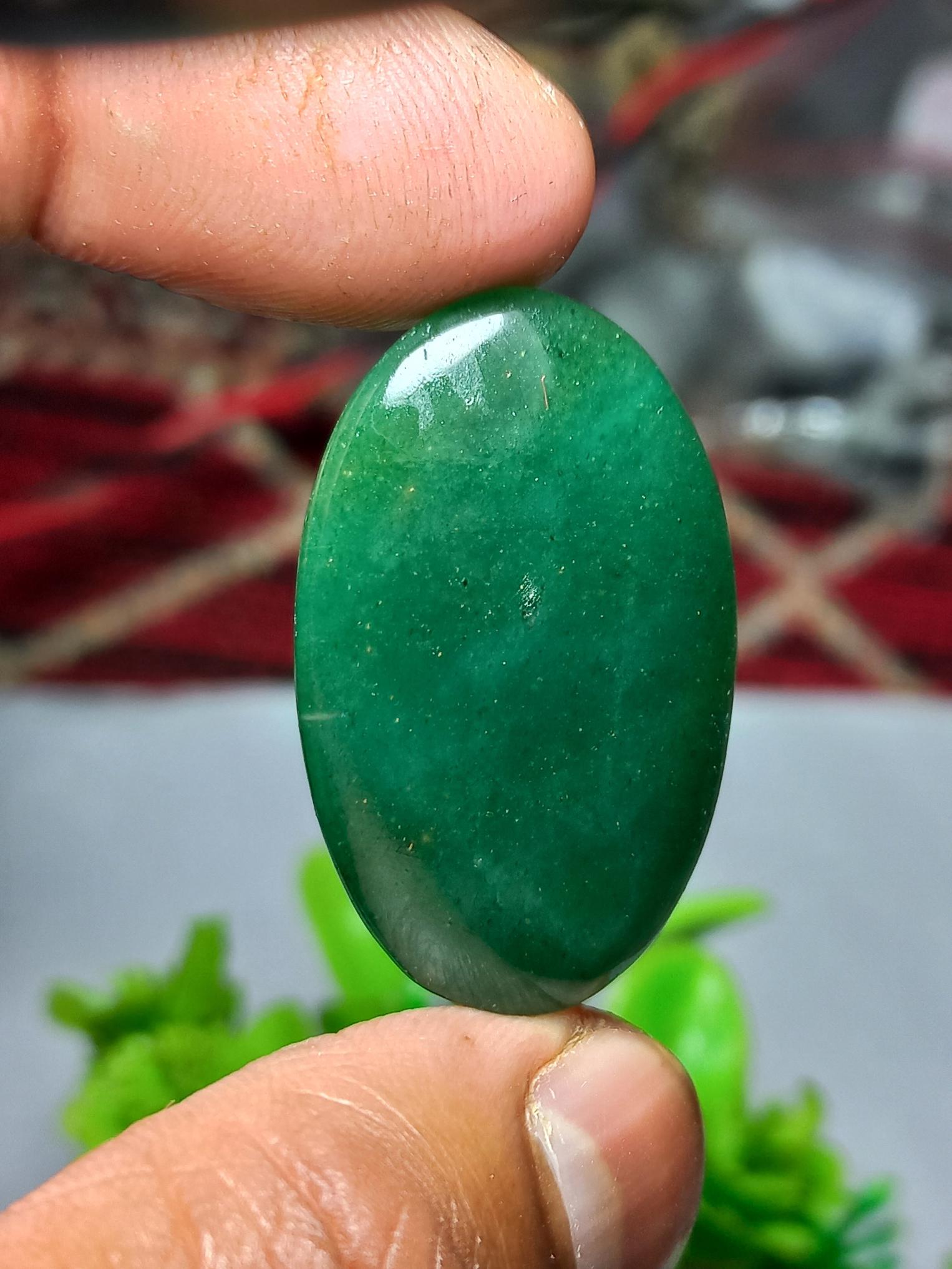 Green Jade Cabochons: Stone For Jwellery Making Good Quality (25cts, 33x20 Mm) #j77