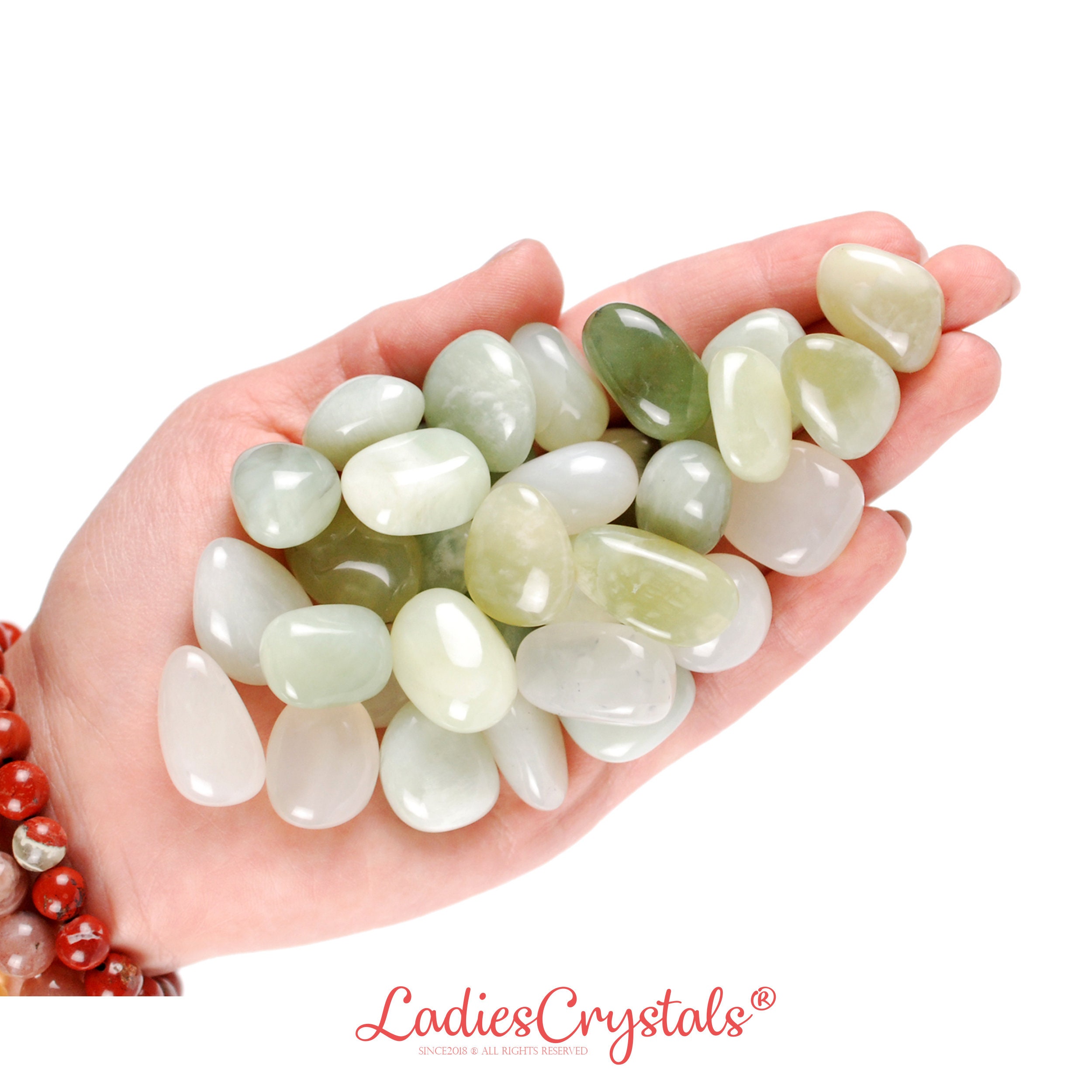 Green Jade Tumbled Stone, Polished Nephrite Crystal, Abundance And Altar Ritual Gem