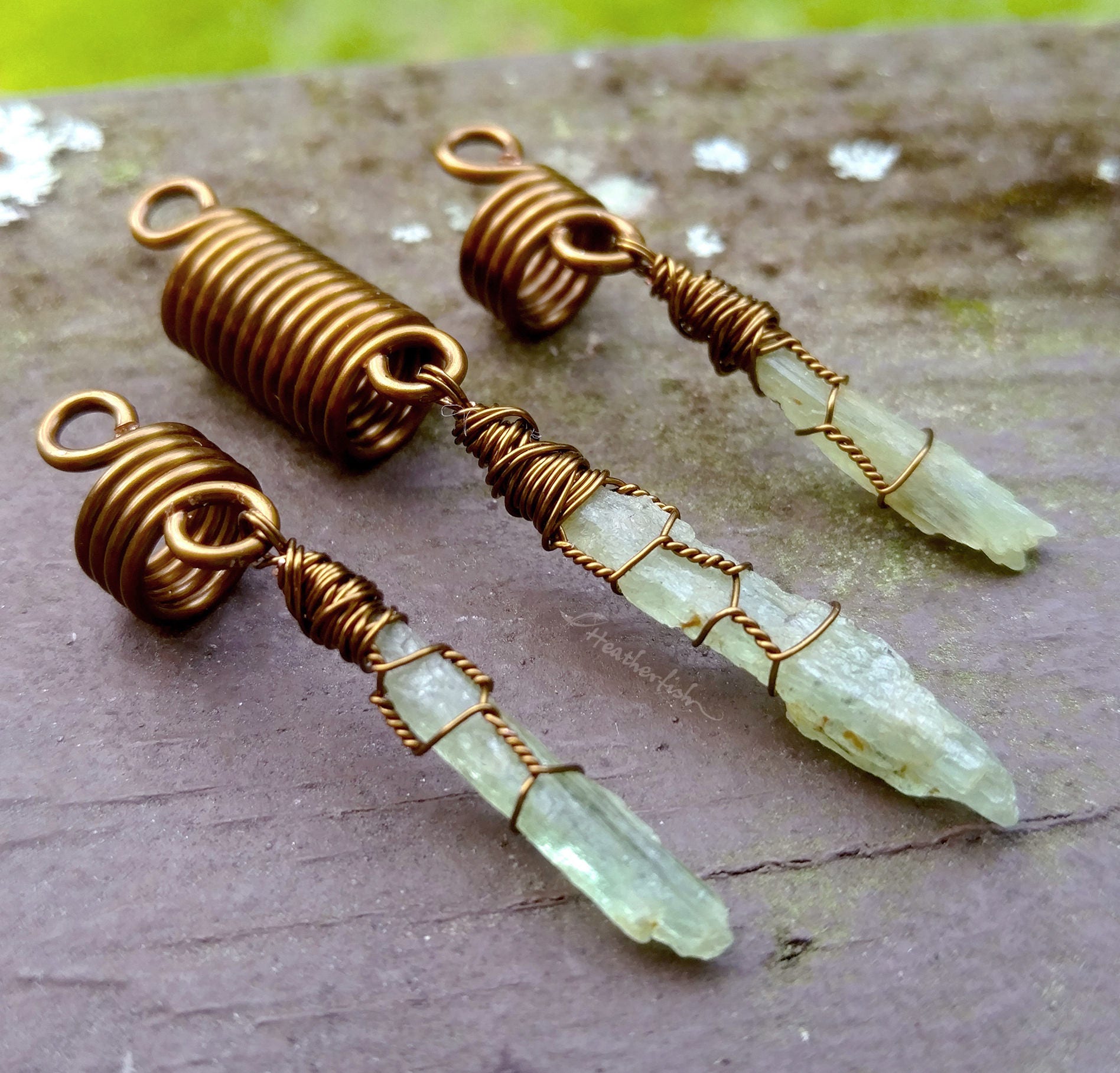 Green Kyanite Dread Beads, Loc Jewelry, Set Of 3, Made To Order, Please Read Item Details