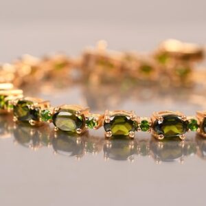 Green Moldavite Bracelet, Oval Gemstone Tennis Bracelets, Bridal Jewelry Anniversary Gifts