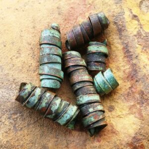 Green Patina Copper Dread Beads, Loc Beads, Customizable, Made to Order