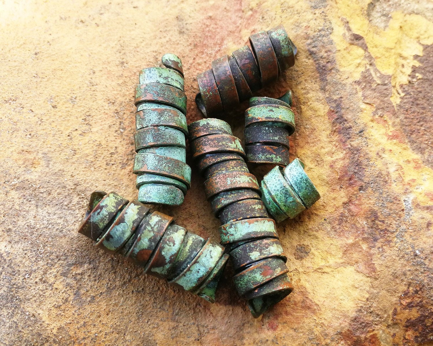 Green Patina Copper Dread Beads, Loc Beads, Customizable, Made To Order