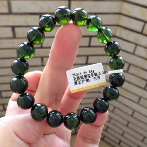 10mm Natural High Quality Green Tourmaline Beaded Bracelet,green Tourmaline Beads Bracelet,jewelry Gift Bracelet
