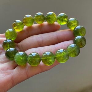 13mm Natural Green Tourmaline Beaded Bracelet,jewelry Gift Bracelet