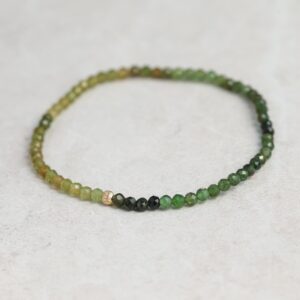 14K GOLD Green Tourmaline Tiny Gemstone Bracelet | Green tourmaline [EBGP1102] | Faceted 3mm stones | dainty green tourmaline bracelet