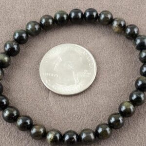6-7mm Natural Cat's Eye Green Tourmaline Round Beads, 23 beads on 6.75'' bracelet, hole: 1mm from Brazil and Madagascar PGO068