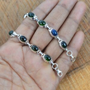 Green Tourmaline 925 Sterling Silver Adjustable Bracelet ~ 11 Gemstone Jewelry