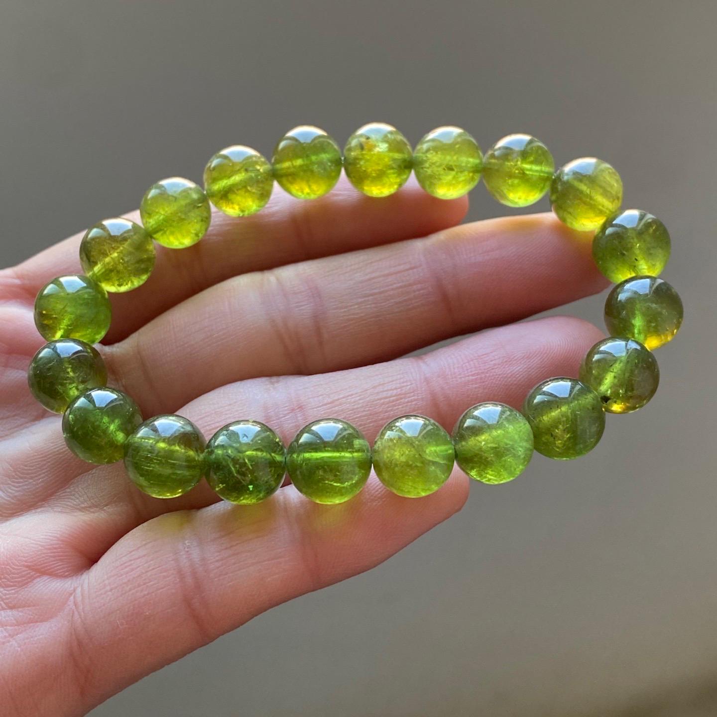 9mm Natural Green Tourmaline Beaded Bracelet,jewelry Gift Bracelet