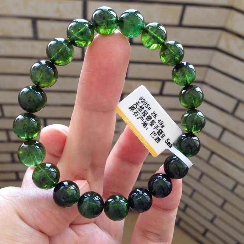 9mm Natural High Quality Green Tourmaline Beaded Bracelet,green Tourmaline Beads Bracelet,jewelry Gift Bracelet