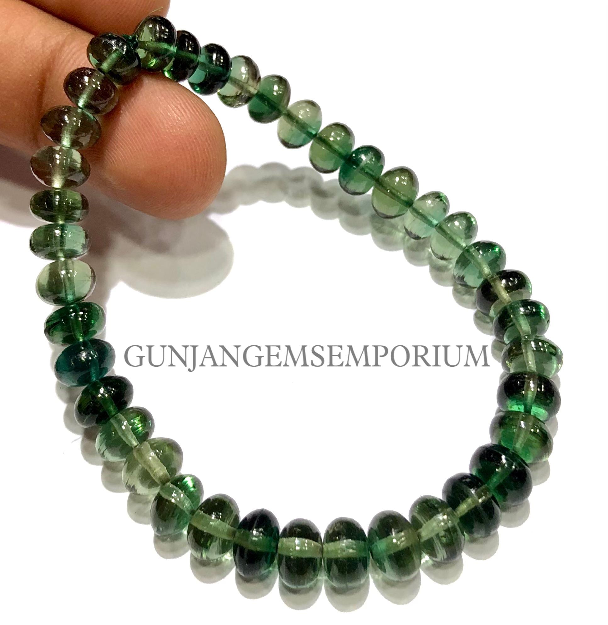 Green Tourmaline Beads Bracelet Aaaa+ Grade Tourmaline Smooth Rondelle Beads 7-9m Tourmaline Bracelet 7” Green Tourmaline Gemstone Jewellery