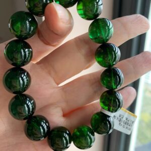 Big Size 11mm-14mm Natural Old Mine High Transparency Rich-color Green Tourmaline Beaded Bracelet,,jewelry Gift Bracelet