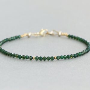 Green Tourmaline Bracelet: Dainty Gemstone Beaded Bracelet