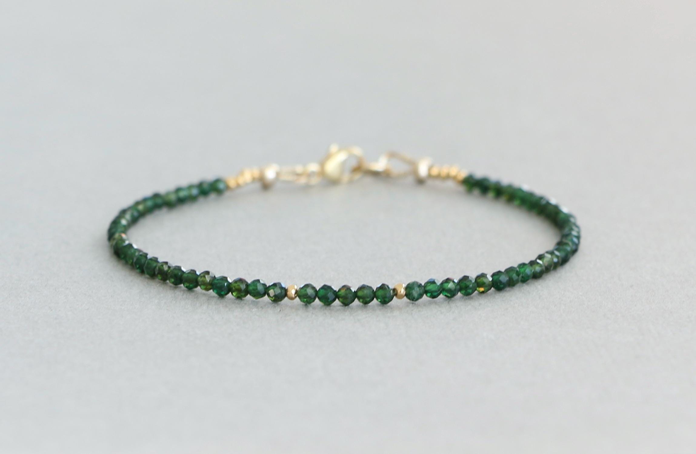 Green Tourmaline Bracelet: Dainty Gemstone Beaded Bracelet