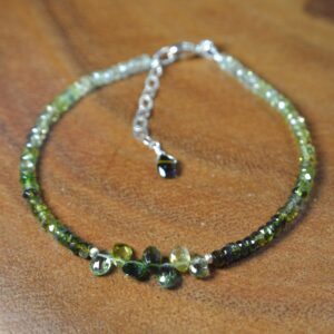Green Tourmaline Bracelet In Sterling Silver // Ombre Verdelite Tourmaline // October Birthstone // 8th Anniversary // Dainty Tourmaline