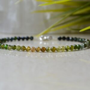 Green Tourmaline Bracelet, Ombre Bracelet, Bracelet Femme, Genuine Tourmaline Jewelry, Delicate Womens Gemstone Bracelet, Dainty Crystal