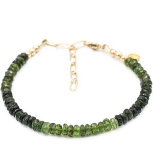 RARE! Green Tourmaline Tiny Gemstone Bracelet | Green tourmaline [EBTP1017] | Faceted 3mm stones | dainty green tourmaline bracelet