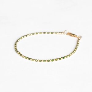 Green Tourmaline Bracelet With Rose Gold Fill Or Sterling Silver, Ultra Dainty Beaded October Birthstone Jewelry