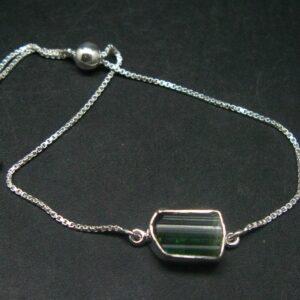 Green Tourmaline Silver Bracelet From Brazil - 4.33 Grams