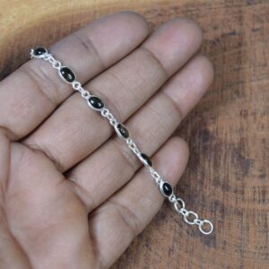 Green Tourmaline Sterling Silver Bracelet: Adjustable Gemstone Jewelry
