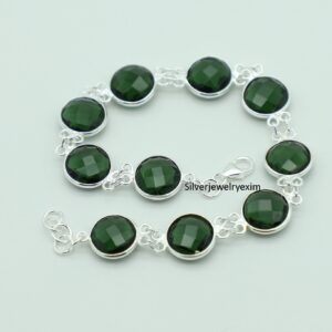 Green Tourmaline Bracelet: Sterling Silver Gemstone, Adjustable Boho Jewelry
