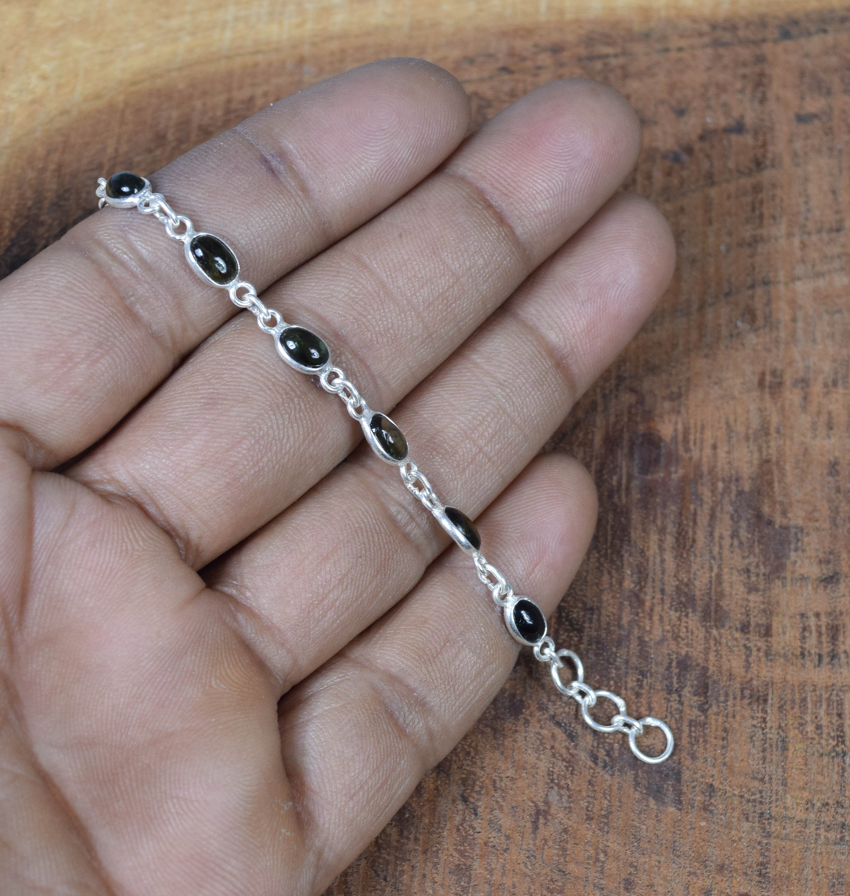 Green Tourmaline Sterling Silver Bracelet: Adjustable Gemstone Jewelry Green Tourmaline Sterling Silver Bracelet: Adjustable Gemstone Jewelry