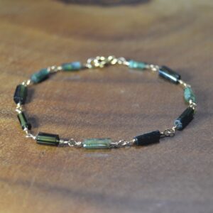 Green Tourmaline Stick Bracelet In Sterling Silver // Verdelite Tourmaline // October Birthstone // 8th Anniversary // Delicate Tourmaline