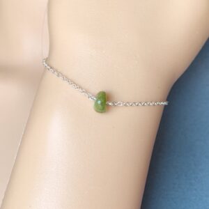 Tiny Crystal Bracelet 14k Gold, Green Tourmaline Bracelet Sterling Silver, Natural Pink Crystal Bracelet, Rainbow Gemstone Jewelry