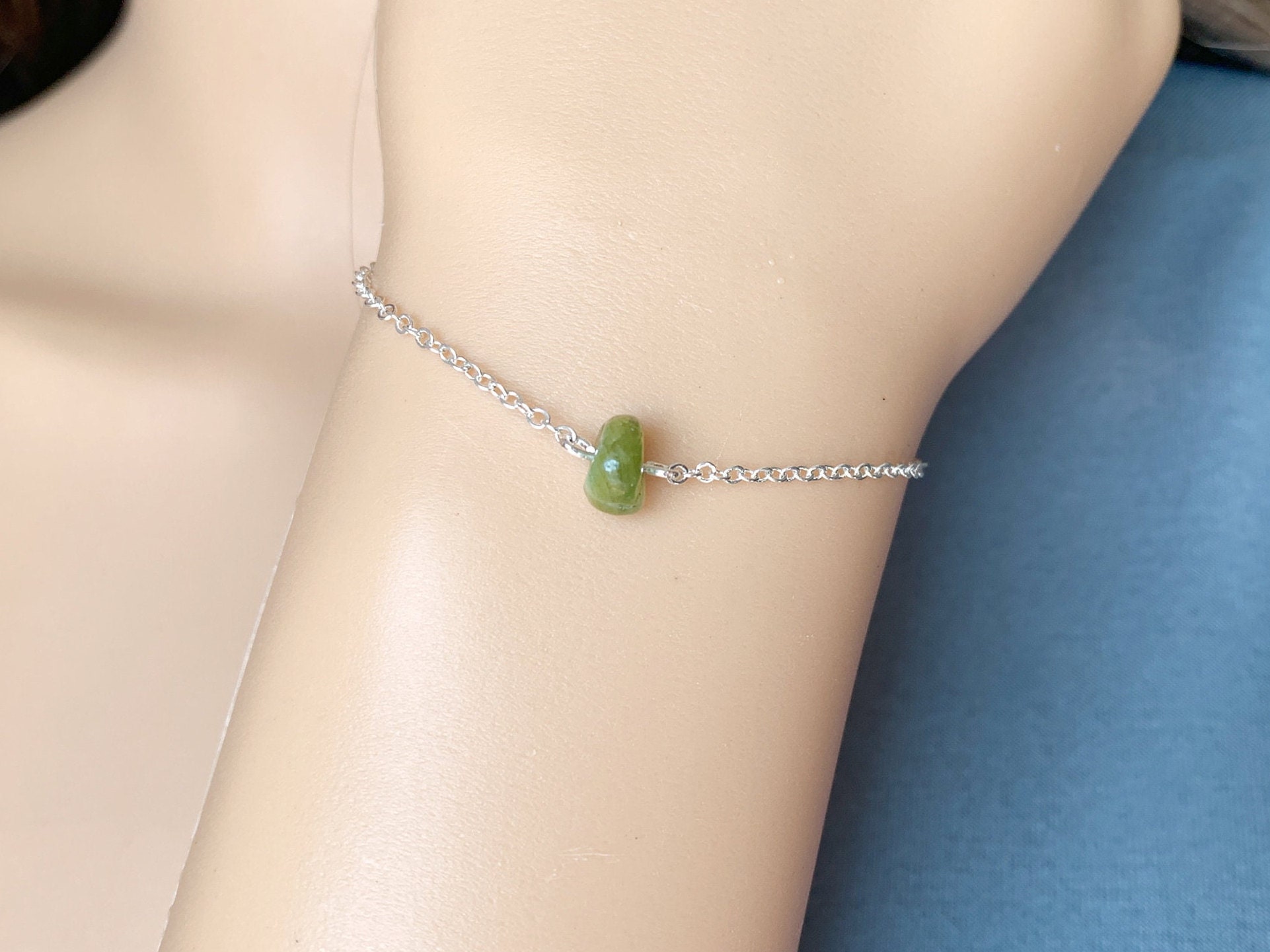 Tiny Crystal Bracelet 14k Gold, Green Tourmaline Bracelet Sterling Silver, Natural Pink Crystal Bracelet, Rainbow Gemstone Jewelry