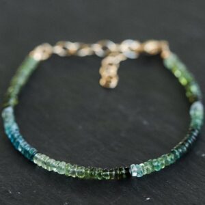 Green Tourmaline Tiny Gemstone Bracelet | Green tourmaline [EBTP1100] Smooth 3mm stones | dainty green tourmaline bracelet
