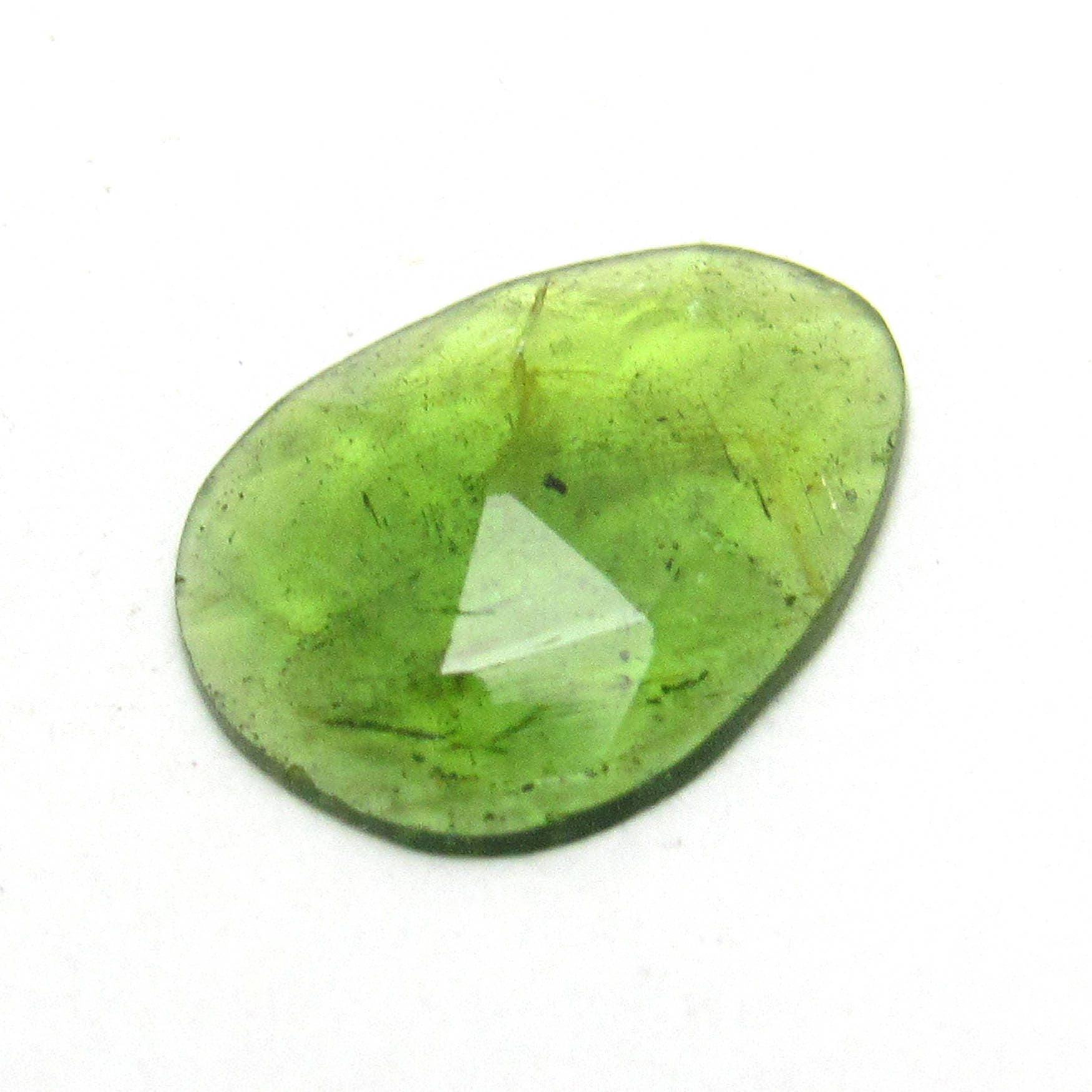 1.275 Carats Green Tourmaline Cabochon Rose Cut Watermelon Gemstone One Of A Kind Faceted Handmade Handcut Ring Stone