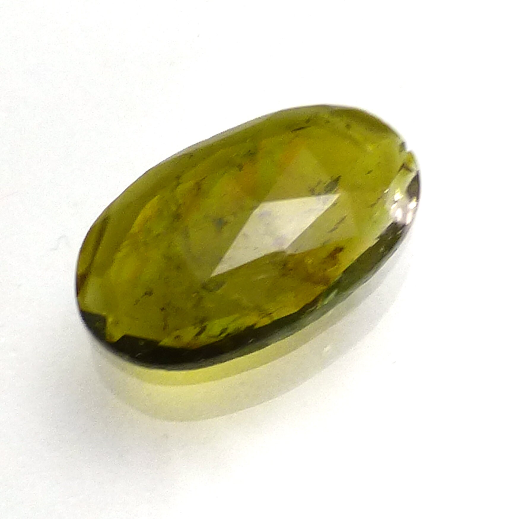 1.950 Carats Olive Green Tourmaline Cabochon Rose Cut Watermelon Gemstone One Of A Kind Faceted Handmade Handcut Ring Stone