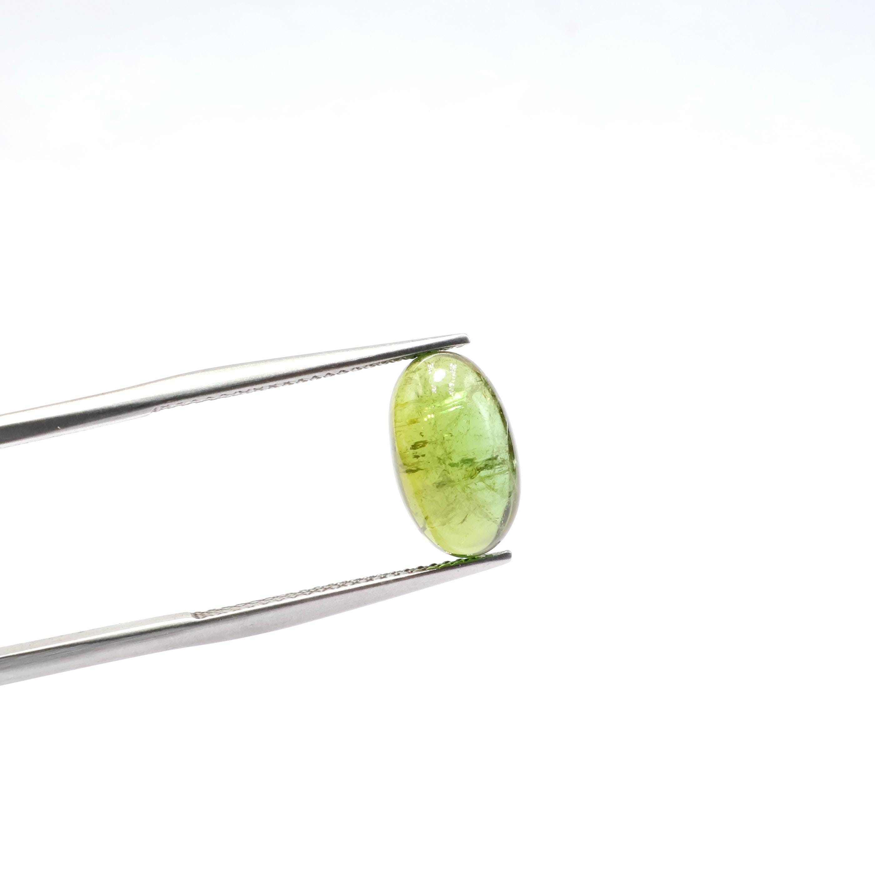 Green Tourmaline Cabochon: 4.50 Ct Oval Gemstone Green Tourmaline Cabochon: 4.50 Ct Oval Gemstone