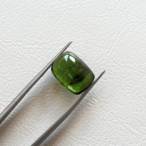 Natural Green Tourmaline Cushion Cabochon Gemstone, Smooth Polished - 10x13mm, 7.5ct Natural Green Tourmaline Cushion Cabochon Gemstone, Smooth Polished - 10x13mm, 7.5ct