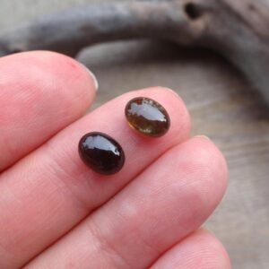 Pair Green Tourmaline Cabochons 7x5mm For Earrings Match Pairs Pair Green Tourmaline Cabochons 7x5mm For Earrings Match Pairs
