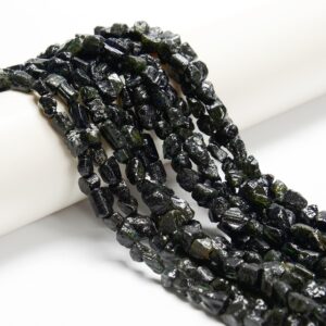 Natural Dark Green Tourmaline Rough Nugget Beads Size 5-7x6-10mm 15.5'' Strand Natural Dark Green Tourmaline Rough Nugget Beads Size 5-7x6-10mm 15.5'' Strand