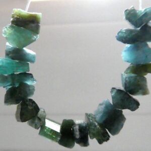 Raw Green Tourmaline Crystal 5-8mm Beads- 4in Strand- Jewelry Making- Gemstone Craft Beads