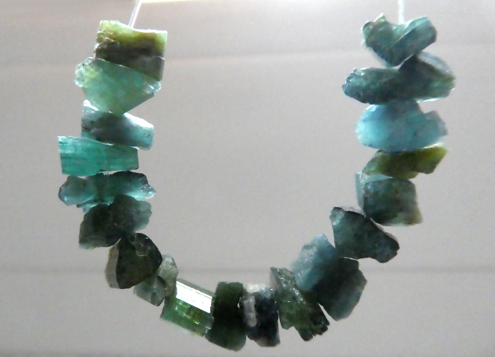 Raw Green Tourmaline Crystal 5-8mm Beads- 4in Strand- Jewelry Making- Gemstone Craft Beads
