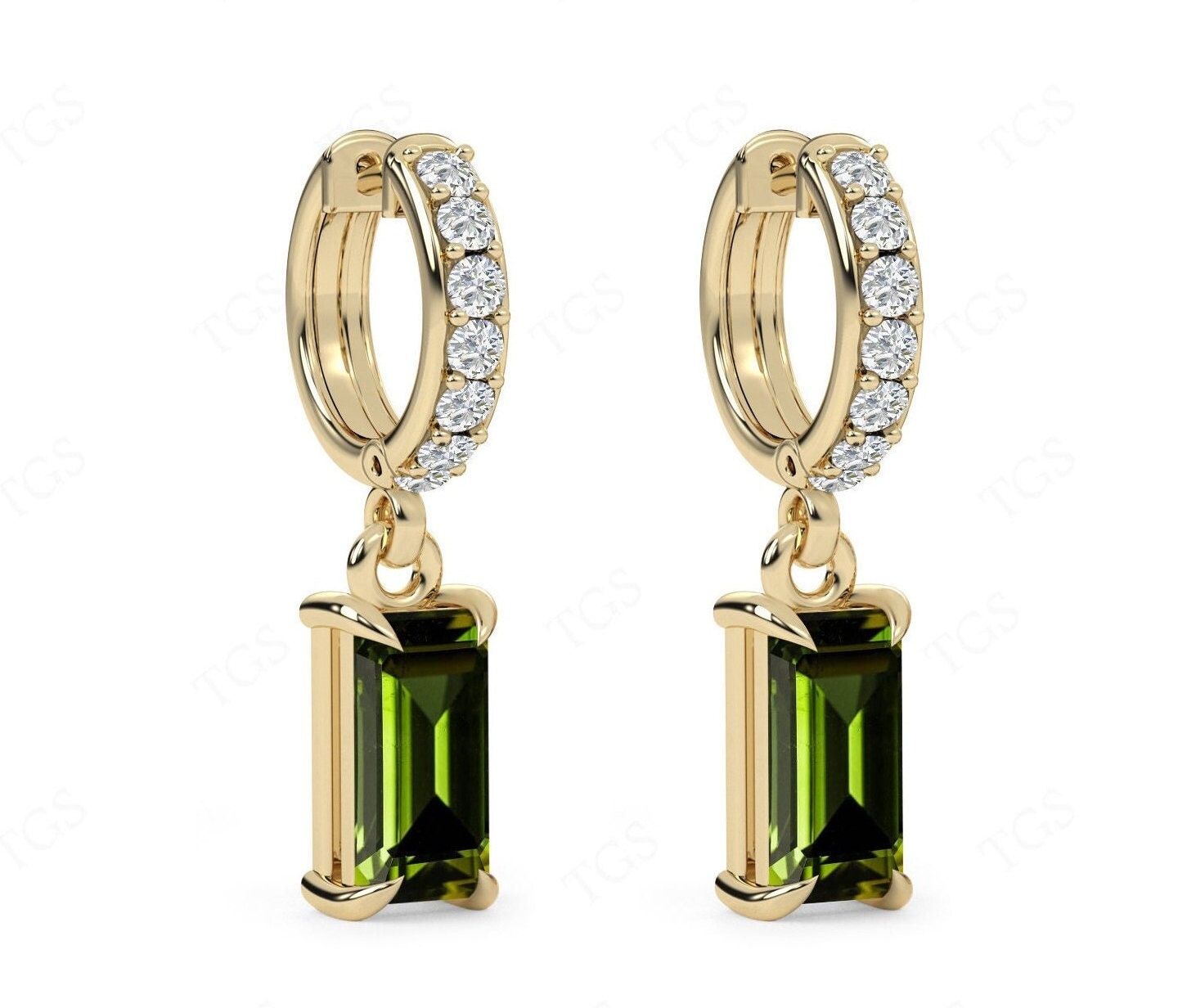 Art Deco Green Tourmaline Earrings For Women 925 Sterling Silver Tourmaline Hoop Earrings Radient Cut Green Tourmaline Wedding Earrings Art Deco Green Tourmaline Earrings For Women 925 Sterling Silver Tourmaline Hoop Earrings Radient Cut Green Tourmaline Wedding Earrings
