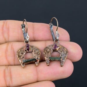 Handmade Pink & Green Tourmaline Copper Earrings