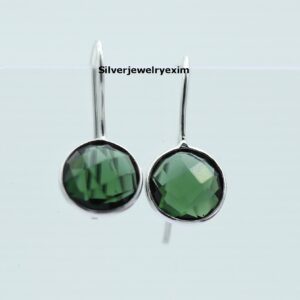 Green Tourmaline Earrings: Handmade Sterling Silver Dangle Drop Earrings