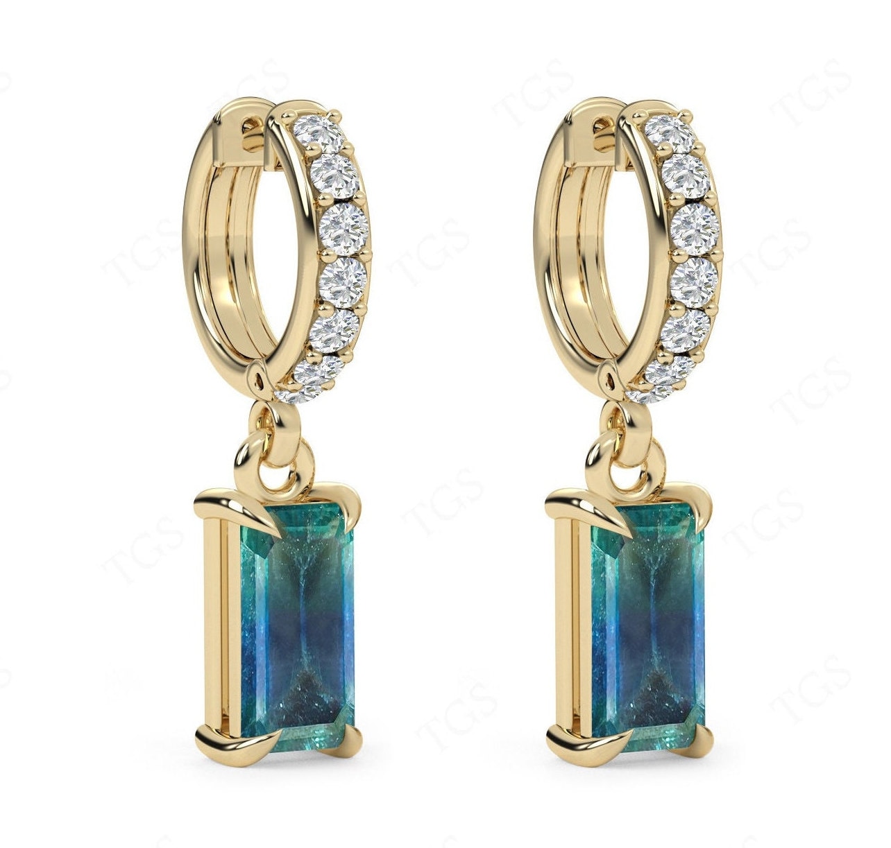 Radiant Cut Green Blue Tourmaline Earrings For Women Art Deco Gemstone Hoop Earrings 14k Gold Blue Green Tourmaline Earrings Gift For Her Radiant Cut Green Blue Tourmaline Earrings For Women Art Deco Gemstone Hoop Earrings 14k Gold Blue Green Tourmaline Earrings Gift For Her