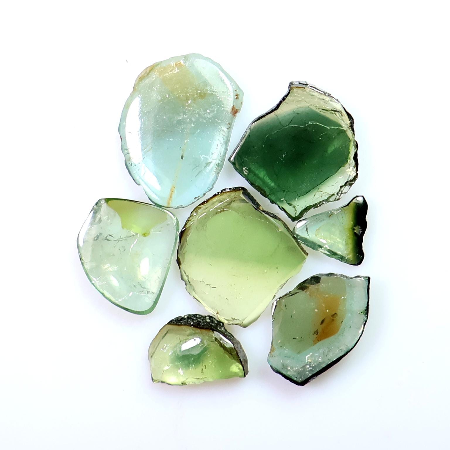 Green Tourmaline Slice Lot: Natural Gemstone For Earrings (29.10 Ct, 17.50x12.50 To 8 Mm